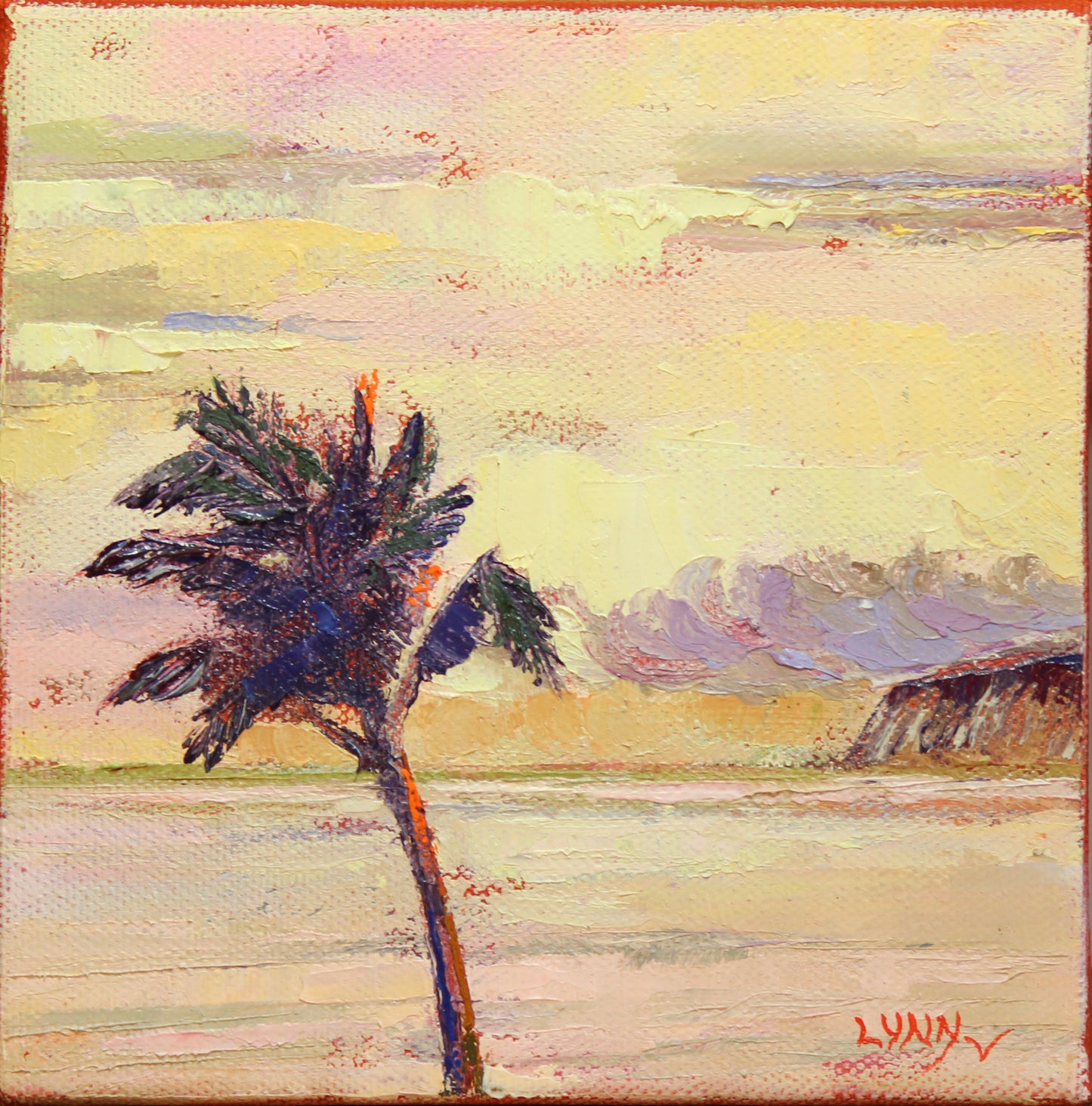 Original oil painting, 6" x 6", Tropical "Summer Skies"